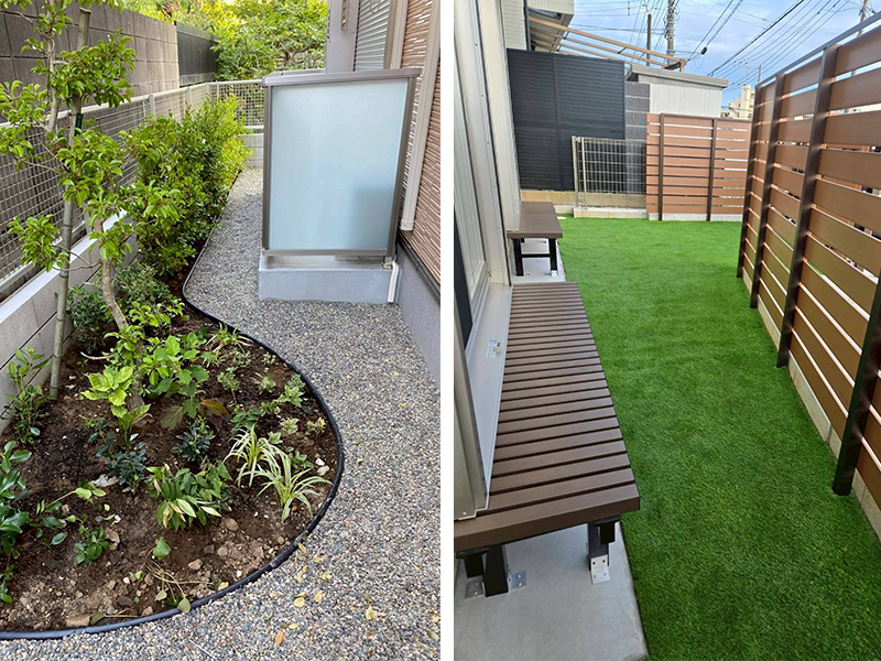 防草シート＋人工芝の施工例